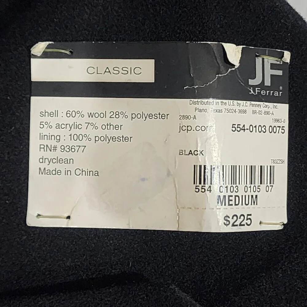 NWT Jf j.ferrar men’s wool bland pea coat black medium
